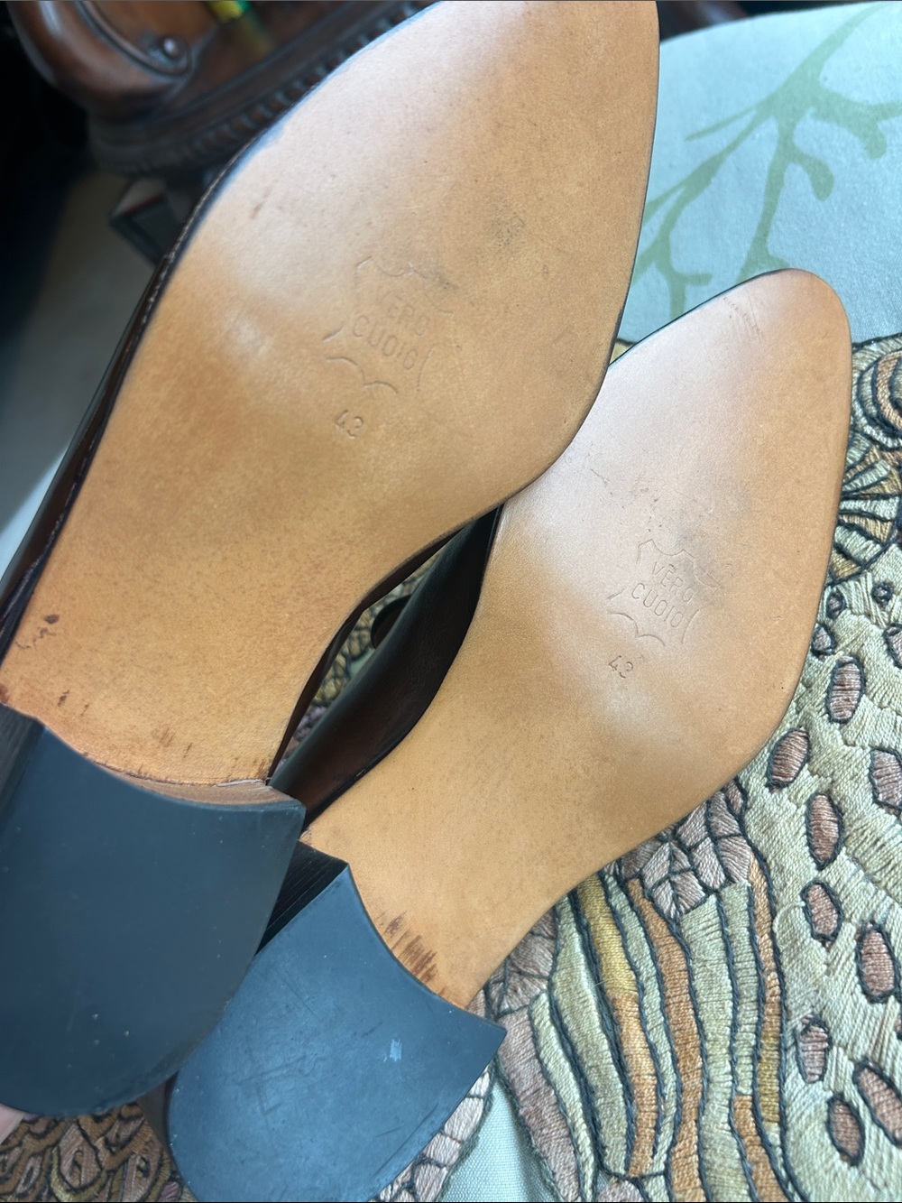 Vintage McQueen Made in Italy Classic Women’s Brown Leather Heels Loafers - Picture 7 of 8